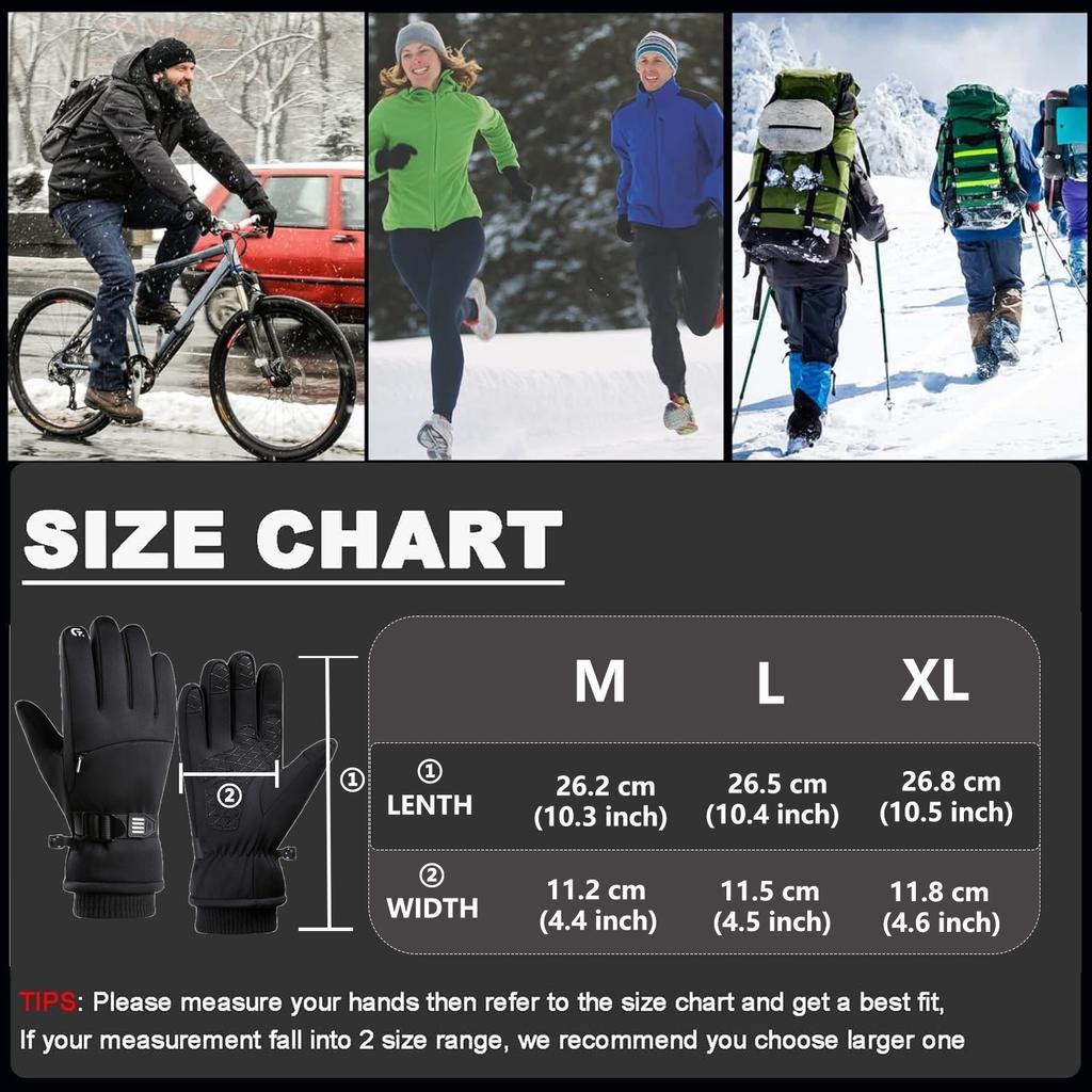 Durable And Safe Yanbiguo Snow Gloves For Men&Women Thicken Fleece Warm Waterproof Skiing Gloves With Pocket And Touchscreen Functionality