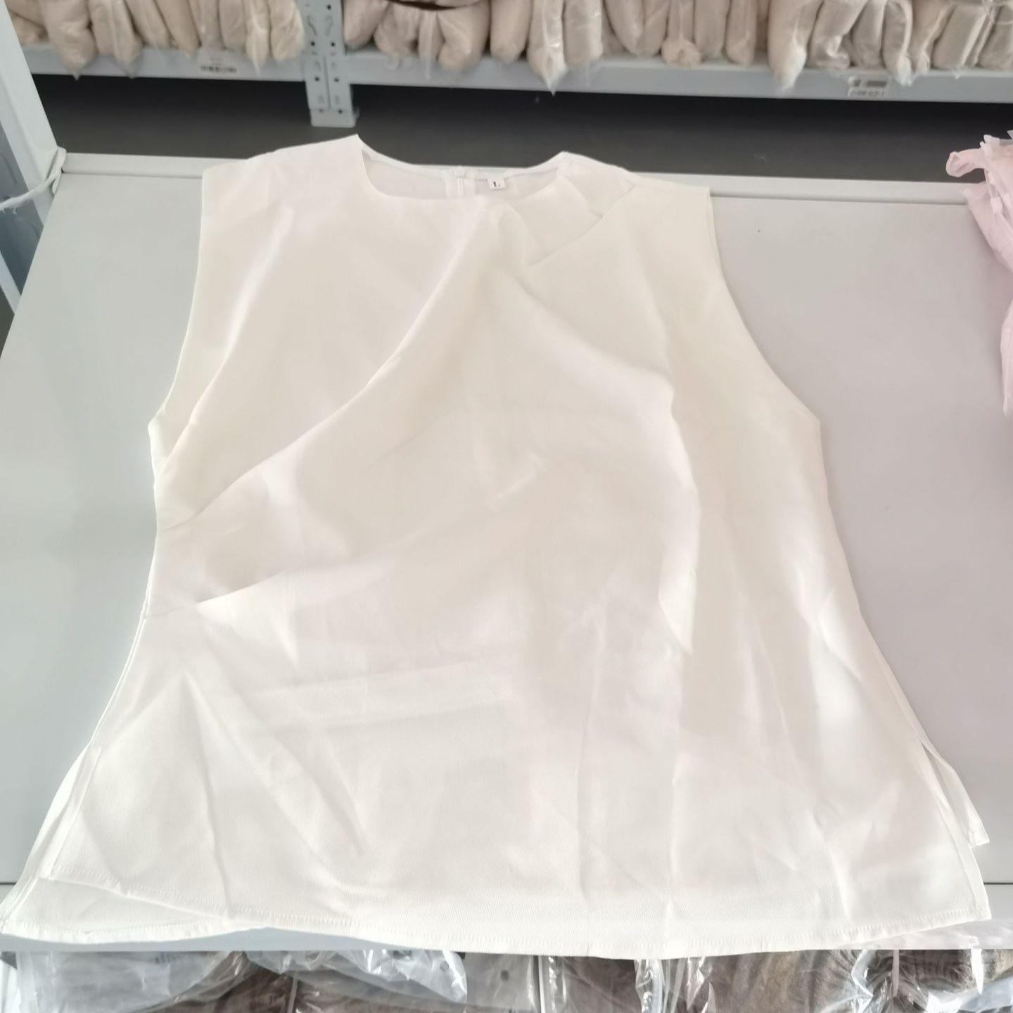 

Летний плиссированный белый топ без рукавов - Женский модный жилет для поездок на работу L белый