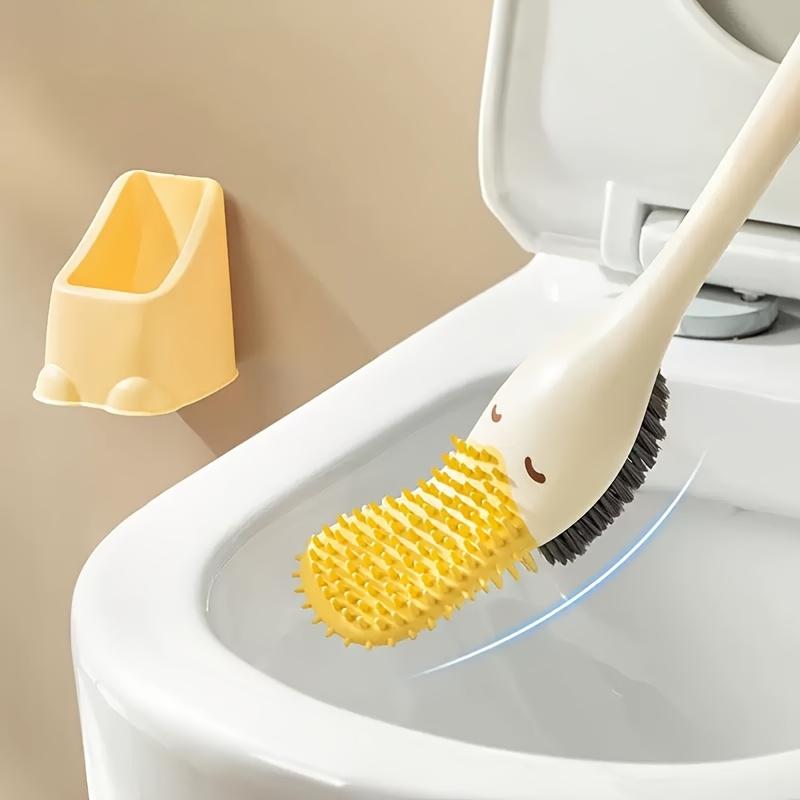 Flexible Angle Submerged Duck with Base Stiff Bristle Silicone Toilet Brush Toilet Brush Cleaning Artifact Bathroom Cleaning Household