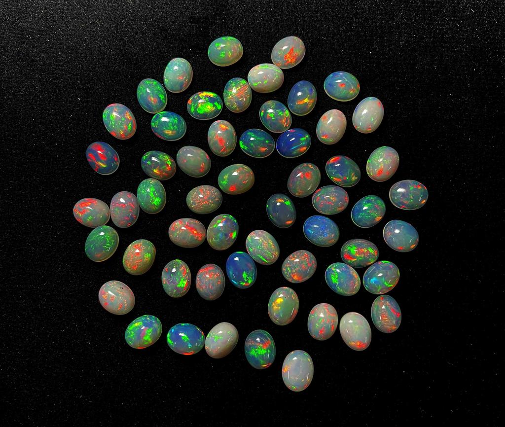 Natural Multi Fire Ethiopian Opal Oval Cabochon Loose Gemstone Lot 10 Pcs 8*10 MM Opal Cabochon For Jewelry Making