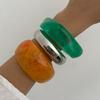 Fashion Irregular Smudge Gradual Change Resin Bracelet, Exaggerated Geometric Arc Acrylic Bracelet