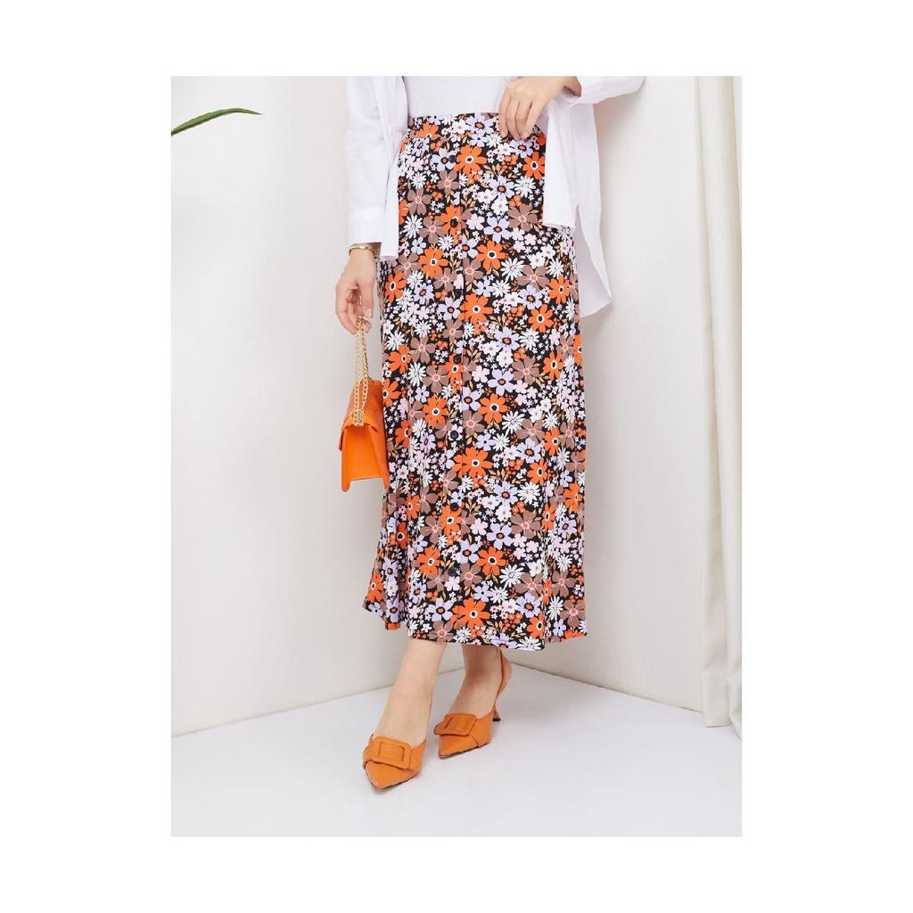 Gekämmter Rock aus Viskose - Schwarz / Fliesen