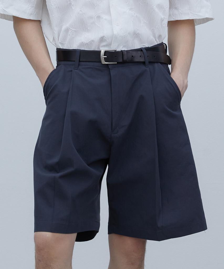 TRIP LE SENS Washed Cotton Single-Pleat Bermuda Pants _Washed Black