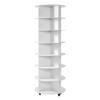 7 Tiers Rotating Shoe Rack Tower with Wheels, Movable 360° Spinning Carousel Display, Lazy Susan Organizer Closet Shelf for Living Room, Entryway,