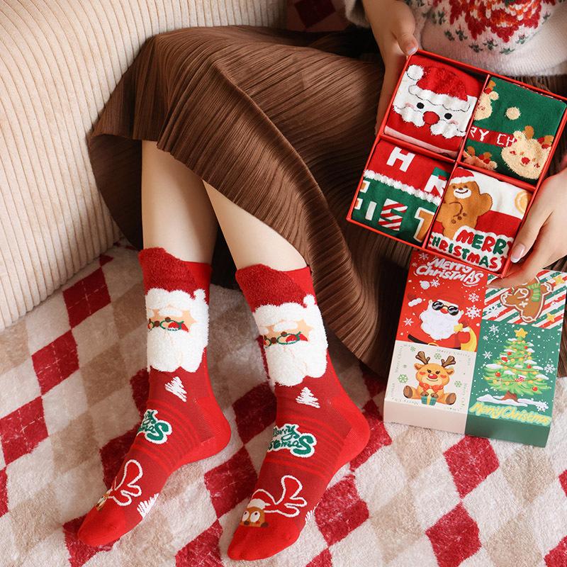 Christmas Socks Christmas Gifts Women's Socks Small Deer Socks Mid Tube Socks Autumn and Winter Gift Box Socks