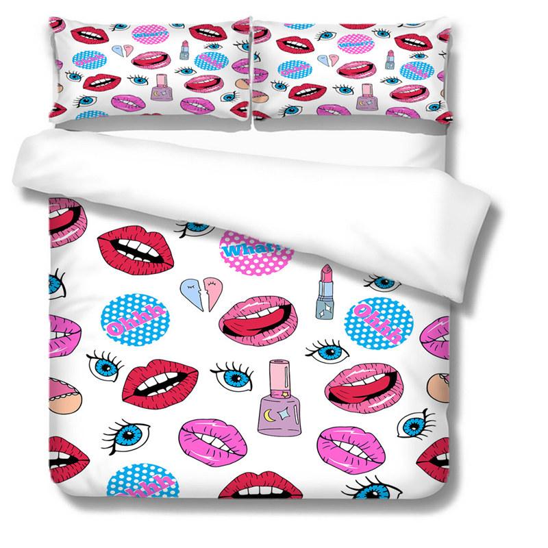 3D Print Duvet Cover King Size Love Bedding Set Lips Kissing Pattern Comforter Cover Bedding Decorative For Women Girls Lovers
