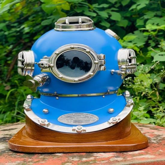 

Blue Diving Helmet Coated Diving Helmet Deep sea scuba Divers diving helmet Maritime Deep Sea Helmet Collectible Oceanic Helmet