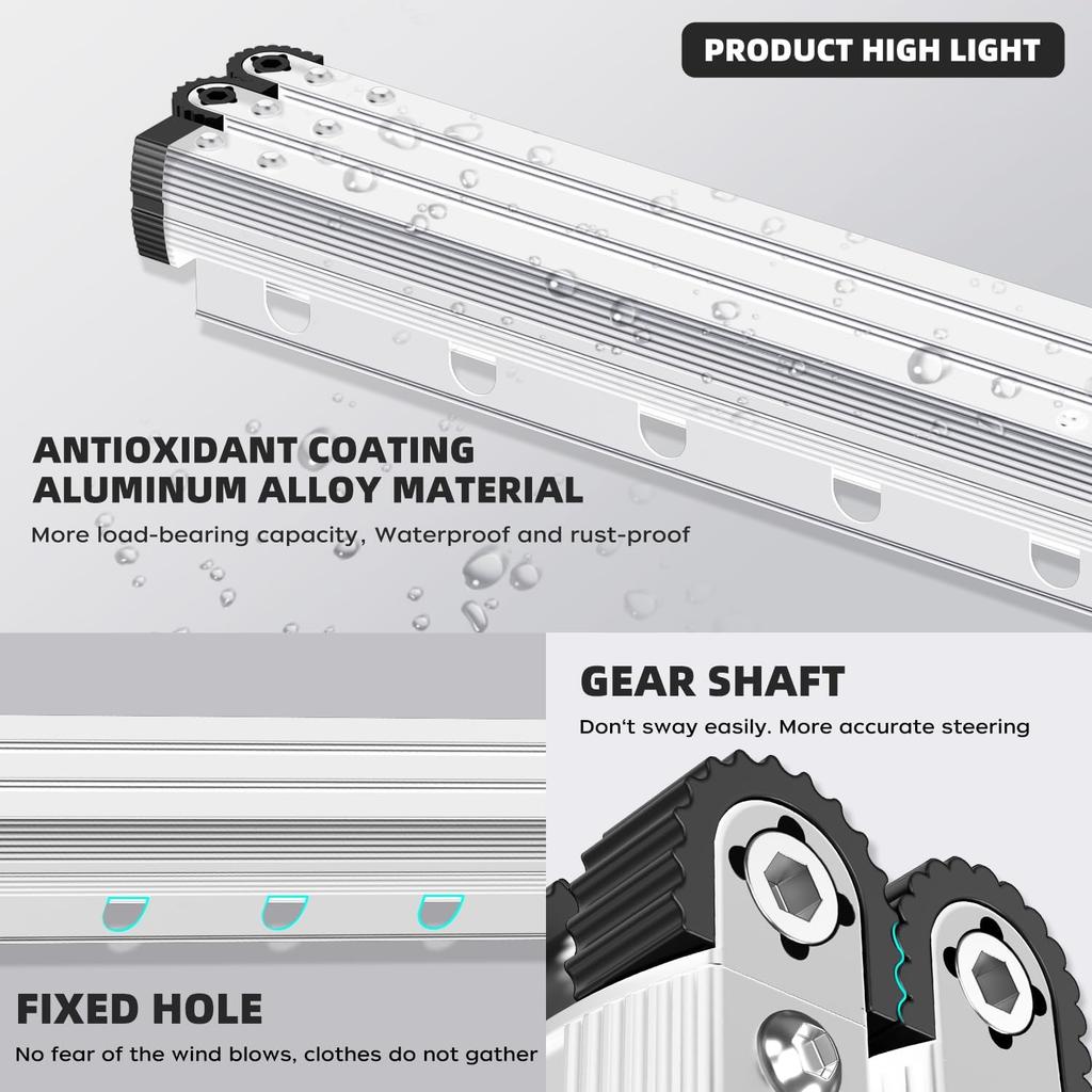 Wall Mounted Space Saving 360° Folding Clothes Drying Rack, Retractable Collapsible Windproof Hanging Hole Laundry Rack, Suitable for Balcony,