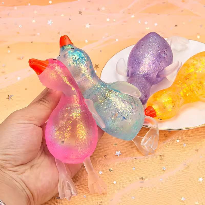 Divertente Tabas Squishy Anatra Aurora Maltosio Giocattolo da Spremere Anatra Morbida Colorata Sollievo dallo Stress Decompressione Giocattolo Elastico per Adulti Regalo