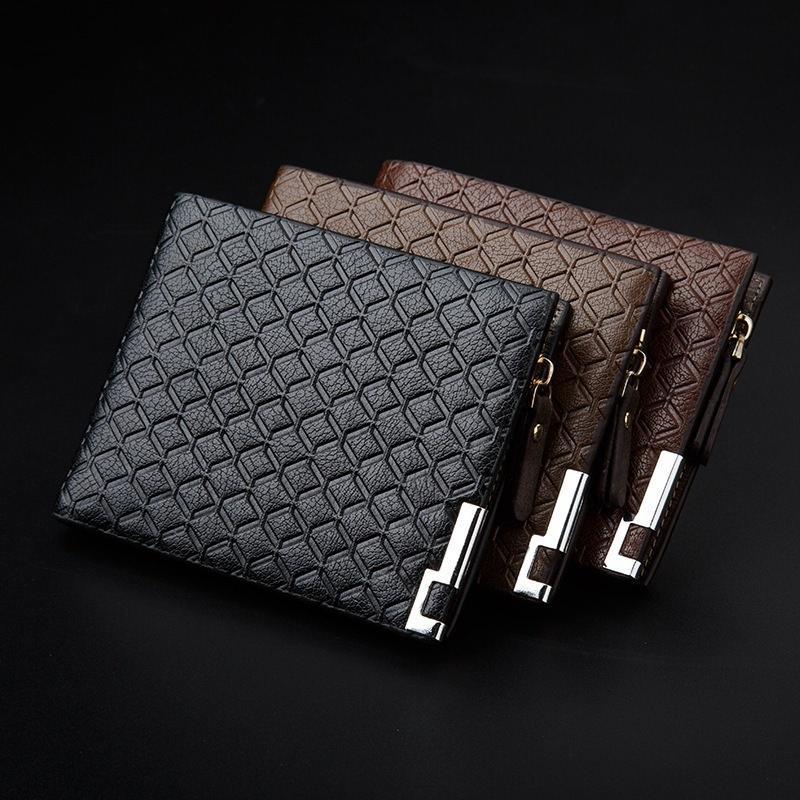 Mens Luxury Fashion Soft Quality Leather Wallet Credit Card Holder Purse Black with Zip