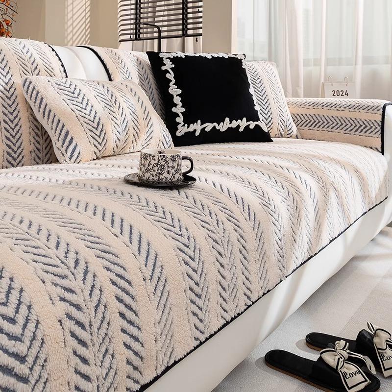 Plush Sofa Cushion Autumn And Winter Advanced Sense Non-Slip Seat Cushion  New Anti-Cat Scratch Warm Sofa Cover Cover Cloth