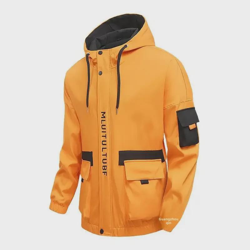 Men's Hong Kong Style Loose Casual Baseball Jacket - Spring/Autumn, Oversized Functional Workwear