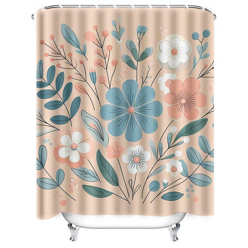 

Colorful Floral Pattern Waterproof Shower Curtain W60H190(CM)-1 Pcs