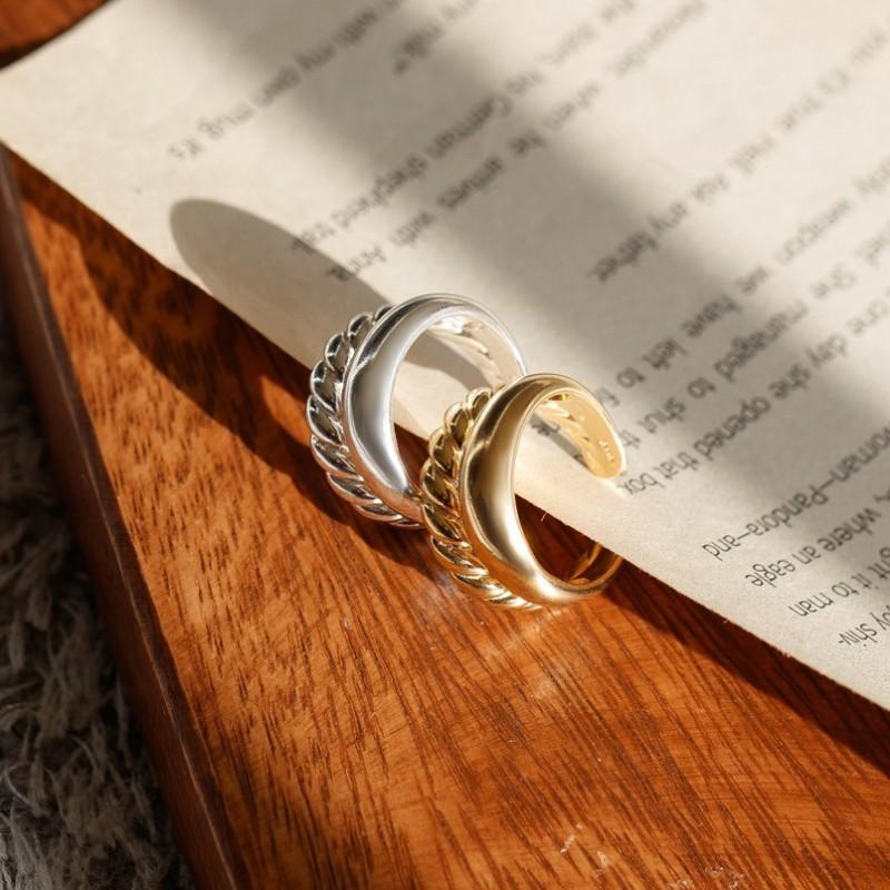 Silver Fashionable S925 Twisted Finger Ring Open Design For Birthday Gifts Or Accessories Stylish
