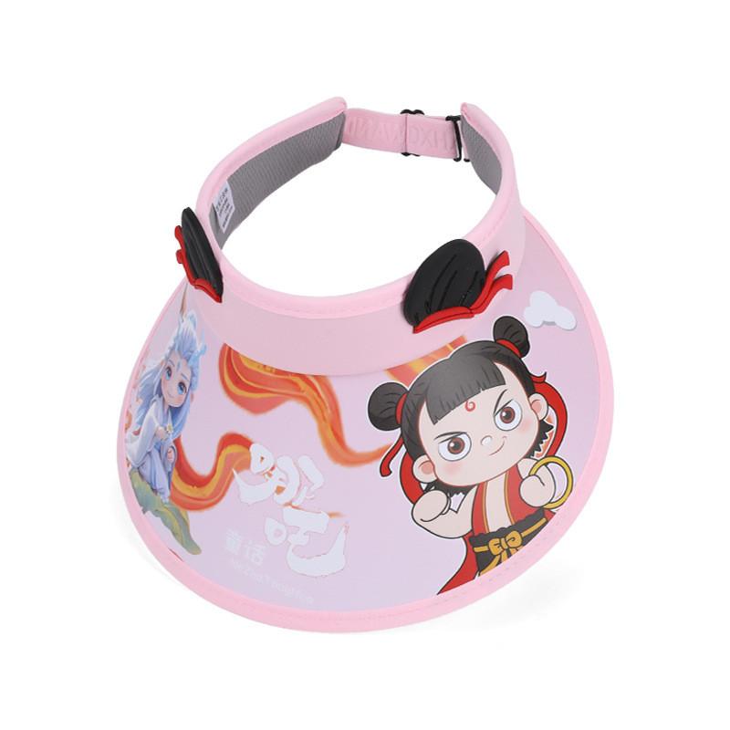 

Ne Zha Summer Childrens Sun Hat With Wide Brim And Breathable Fabric For Outdoor Play рожевий