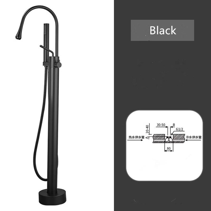 Brass Floor Standing Black Bathroom Bathtub Faucet + Handheld Shower Free Standing Chrome Luxury Grey BathTub Faucet Mixer Taps