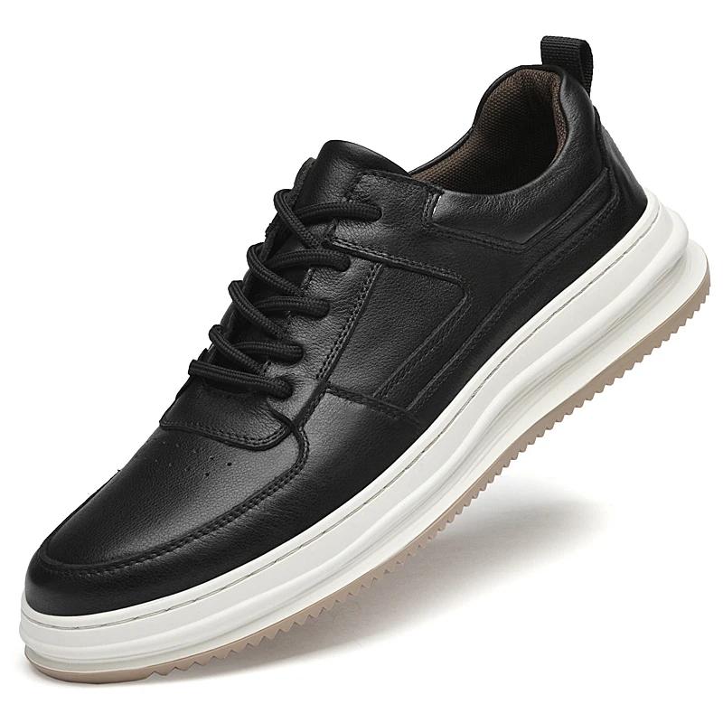 Men Genuine Leather Casual Shoes Flat Skate Shoes New Men Comfortable Fashion Casual Shoes Comfortable Men Shoe