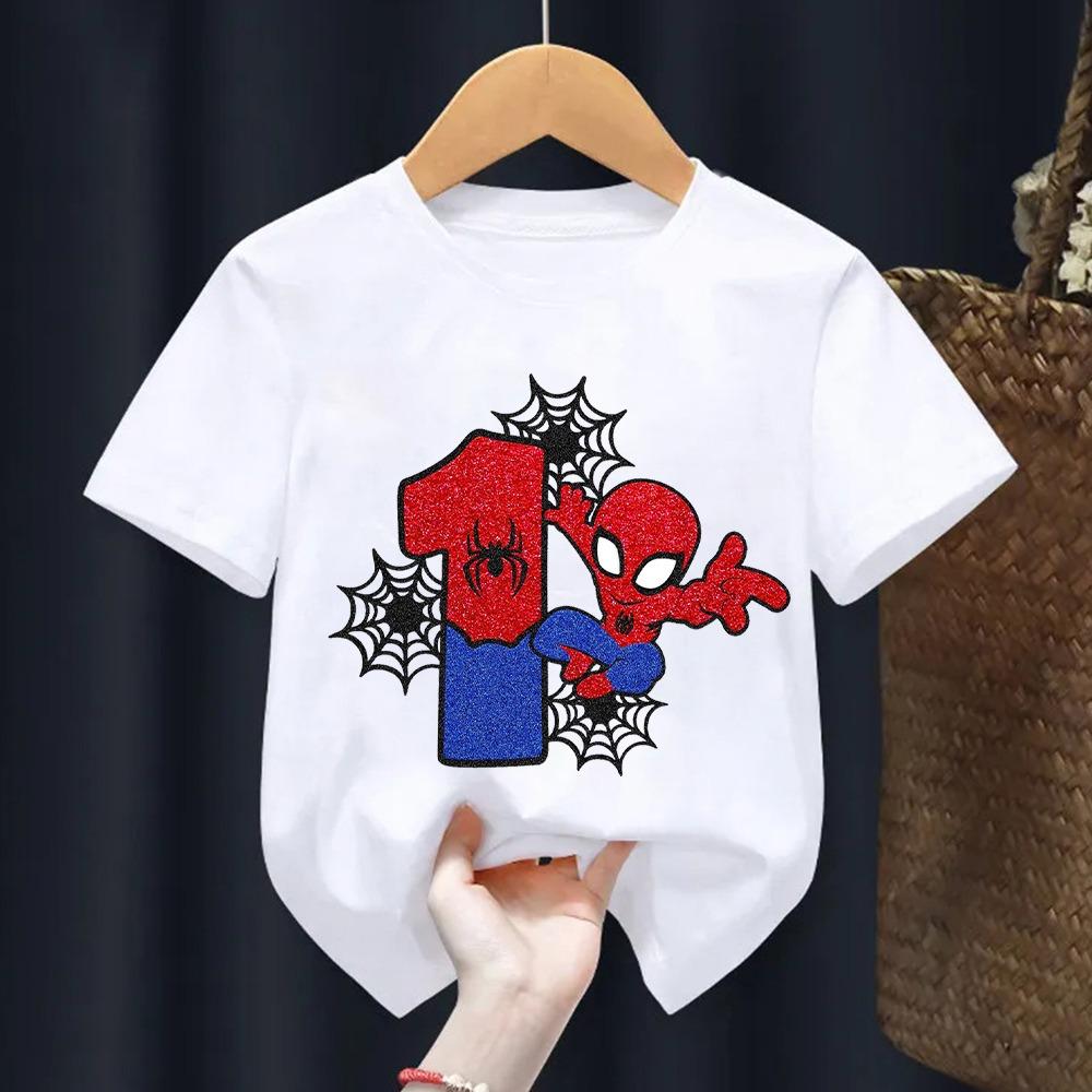 

Children s Spider Man T-shirt Cartoon Birthday Digital Printed T-shirt Cute Boys and Girls Short Sleeve Top Children s Clothing 110