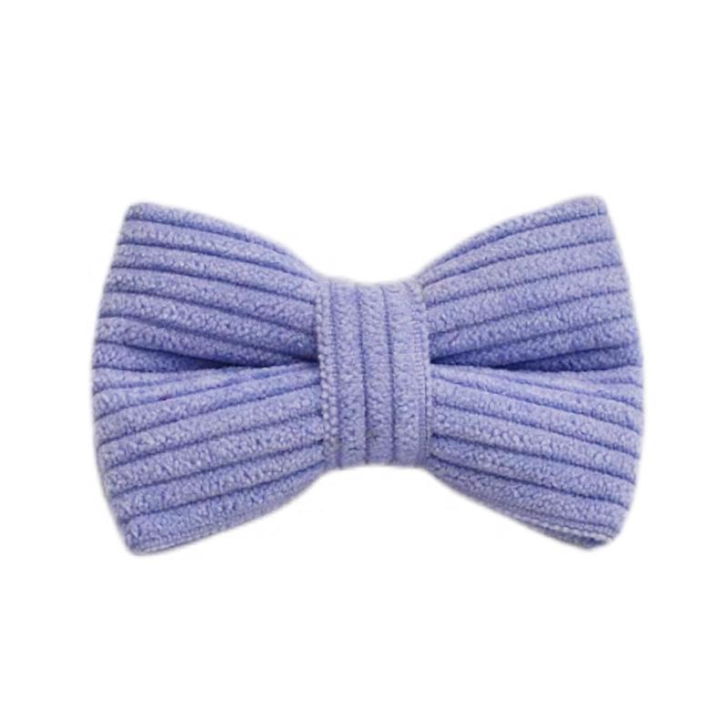 Purple Corduroy Cat Collar with Bell and Bow Tie Leash S