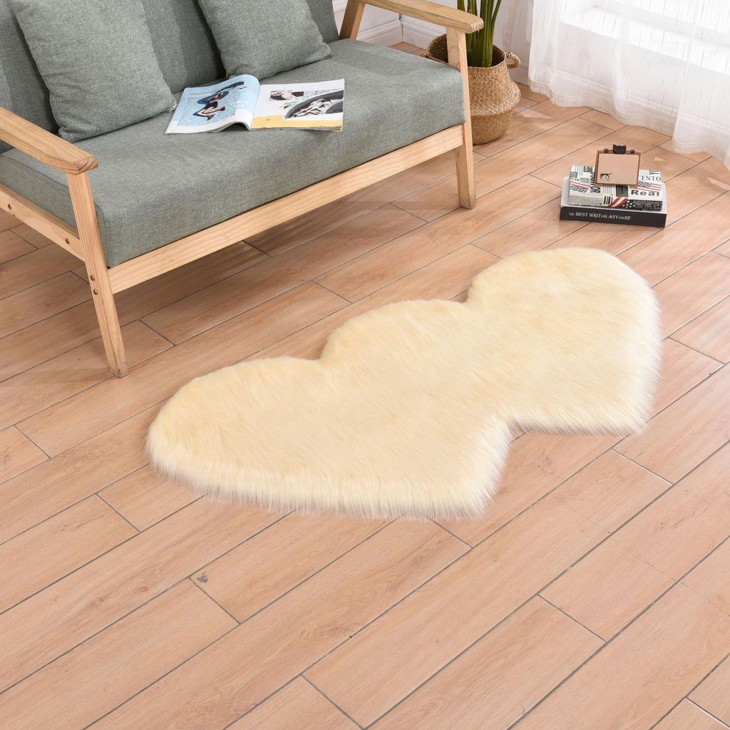 Double Heart Shape Carpets Soft Plush Doormat Floor Non Slip Rugs Living Room Sofa Plush Carpet Bedroom Cover Mattress