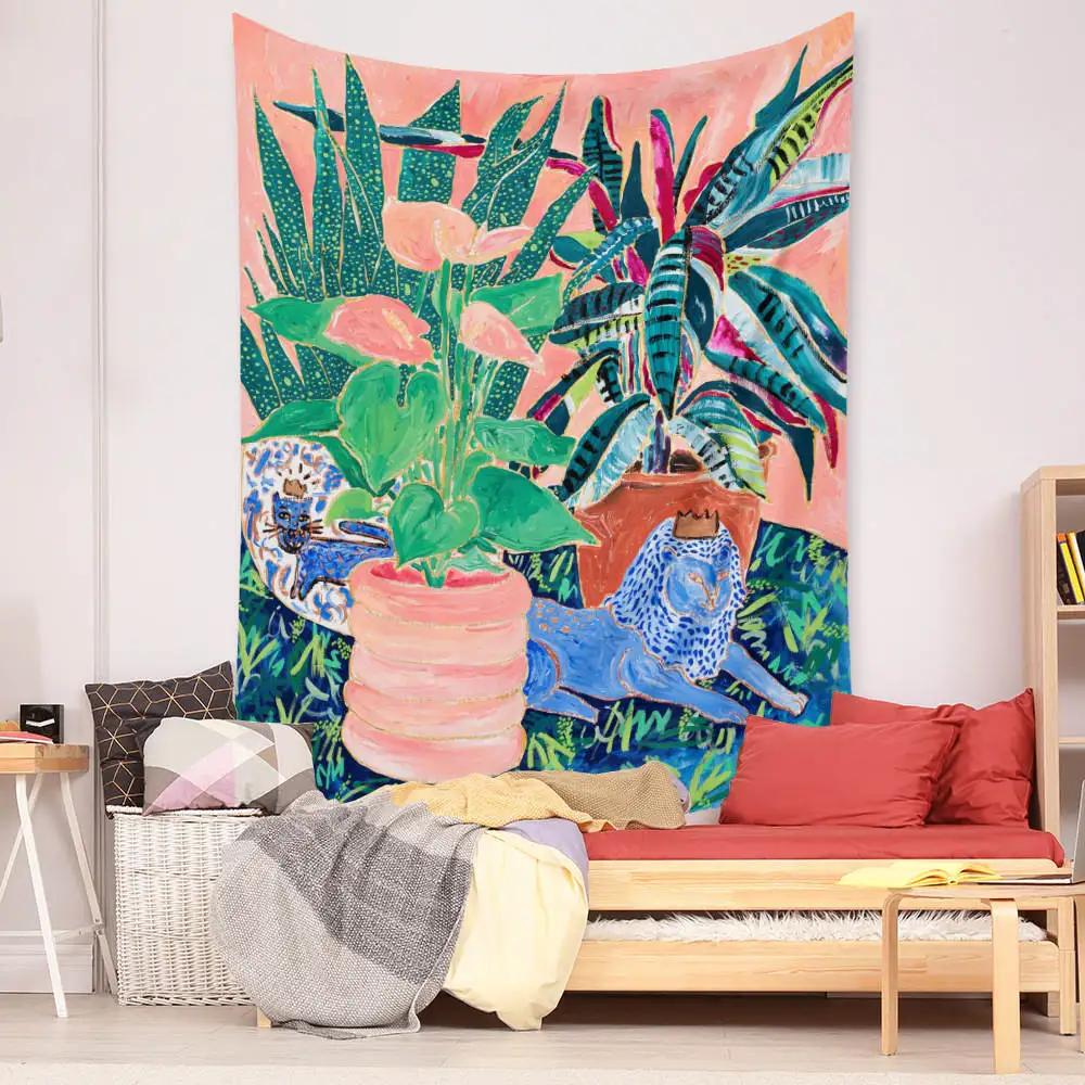 Bohemian Schlafzimmer Wanddekoration Makramee Wandbehang Teenager Ästhetik Indie Zimmerdekor Anime Wandteppich Großer Stoff Wandteppich