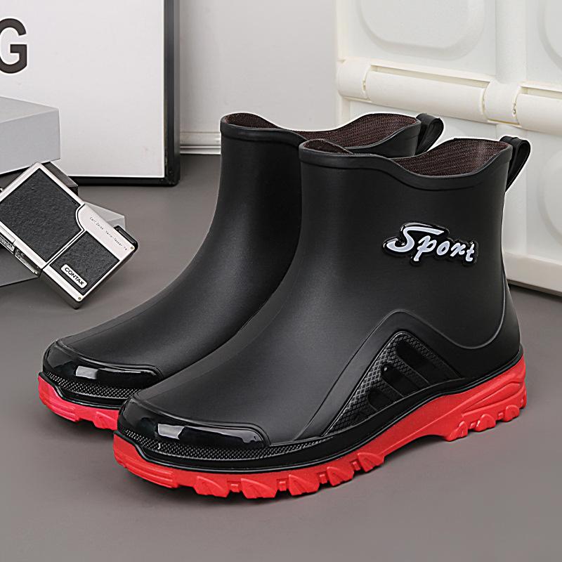 

Модная обувь для воды, короткие дождевые ботинки, мужские взрослые, новые резиновые сапоги, износостойкая обувь на толстой подошве, нескользящая, с низким верхом, противоскользящая 44