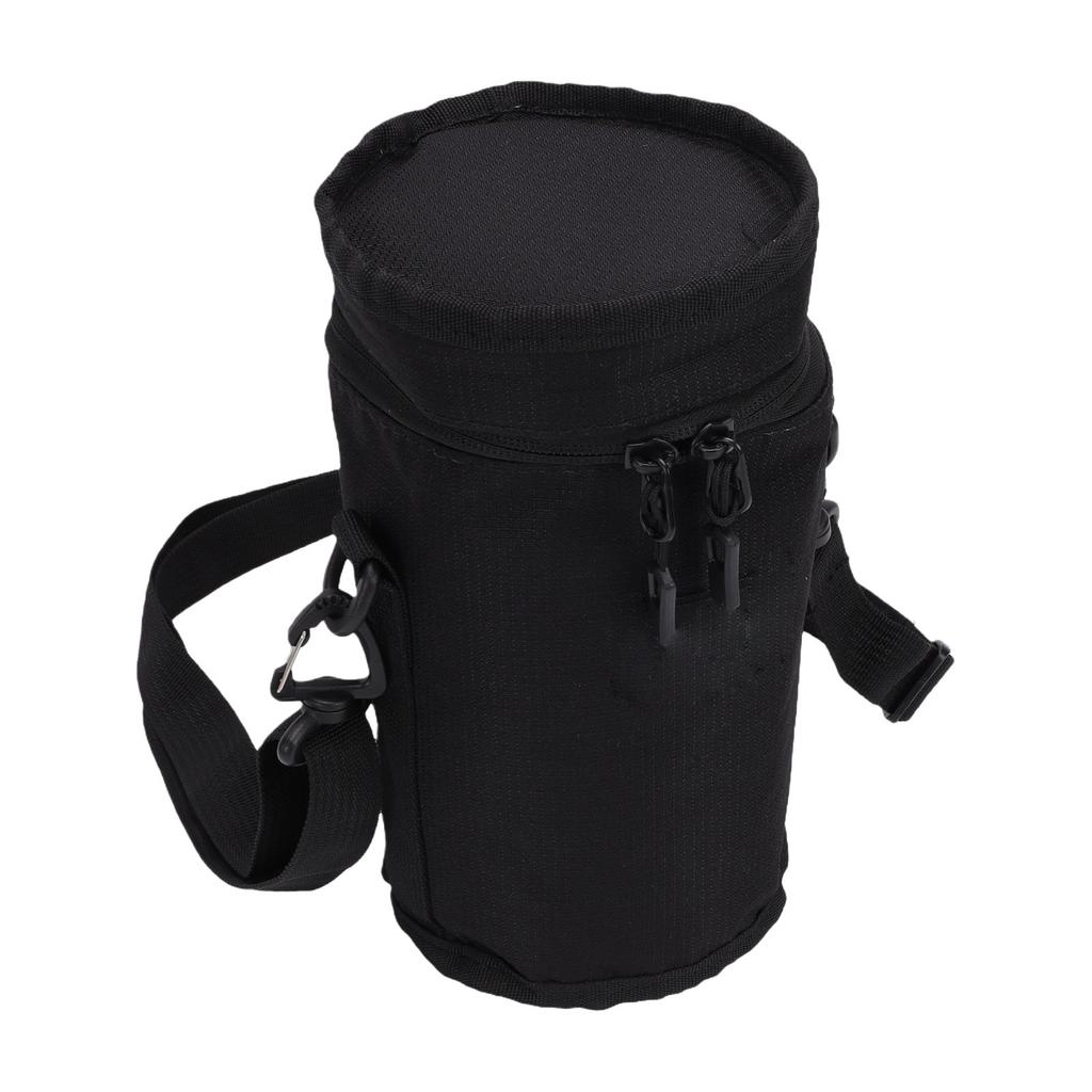 Water Bottle Sleeve 1L Portable Insulated Water Bottle Carrier Bag with Shoulder Strap for Hiking Running Camping Black