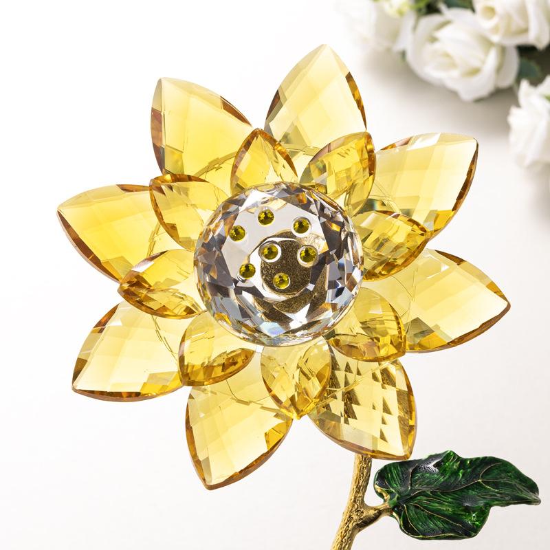 Crystal Sunflower Statue Glass Crystal Flower Model Sculpture Nordic Home Decoration Desktop Bookshelf Ornament Wedding Gift