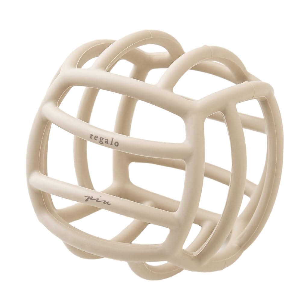 regalo Silicone Baby Teething Made with Safe Educational Toy Ball, Materials, BPA-Free, Microwave-Safe, (Beige)