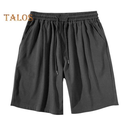 Herren-Shorts, elastischer Bund, verstellbarer Kordelzug, lässige Shorts mit Taschen, einfarbig, schnelltrocknend, Sport-Shorts