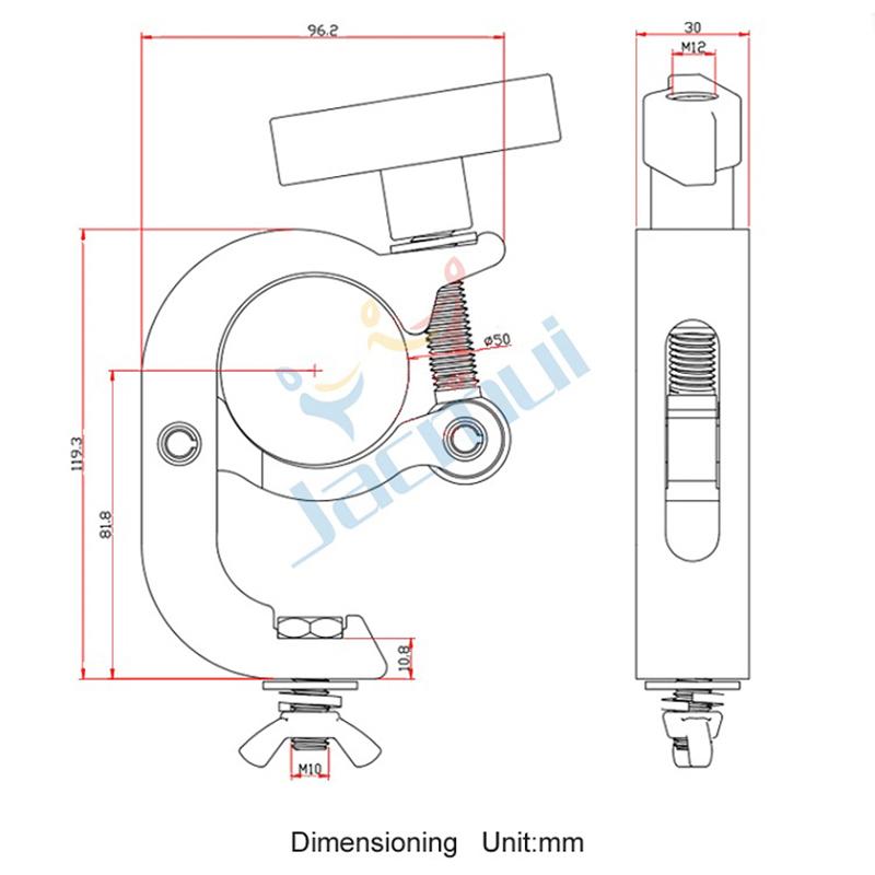 10PCS Aluminum Alloy Tigger O-Clamp Fixture Hanger Safely Secure Truss Fixtures Fit for 48-51mm 250KG Par Light Truss Clamp Hook