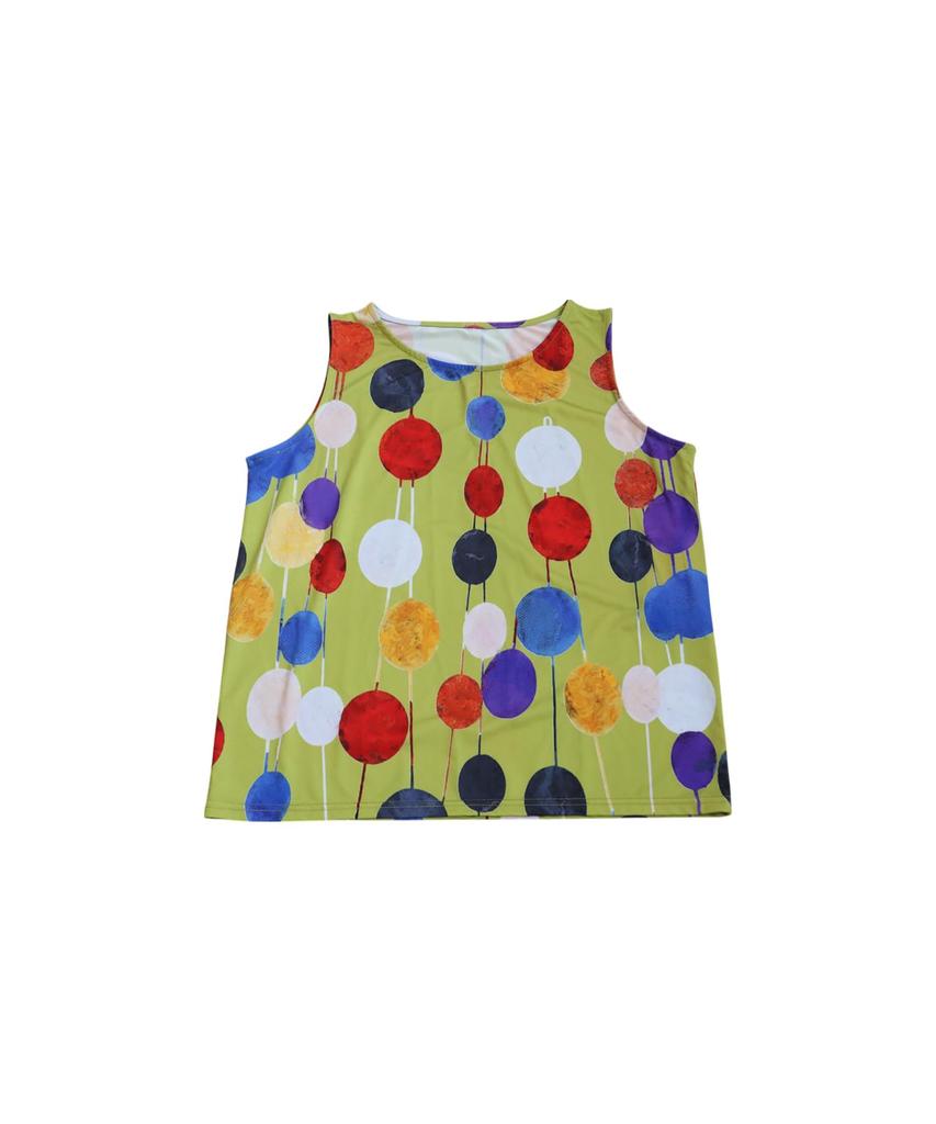 Antiqua Polka Dot Tank Polka One Size Lime Yellow Top, Women's, Dots, KE-03334, 46,