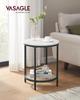 Side Table 2-tier Wood Chip Tempered Glass Study Living Room Small Spaces Modern White Marble