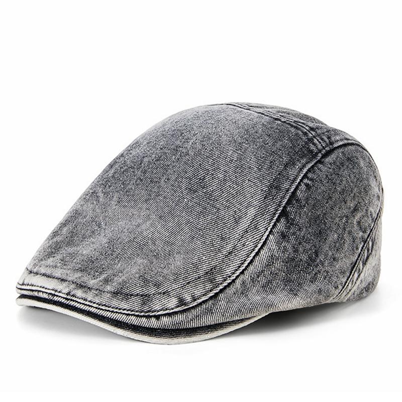 

Винтажная шляпа Гэтсби Женская washed denim кепка-газетчик Женская плоская кепка-айви Мужские летние шляпы от солнца Папа Повседневная кепка-газетчик M head 55-59cm серый