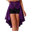 S-3XL Womens Gothic Steanpunk Satiny Skirt Front Eyelets Lace-up High-low Hem Tiered Ruffled Irregular Hem Skirt Waist Belt