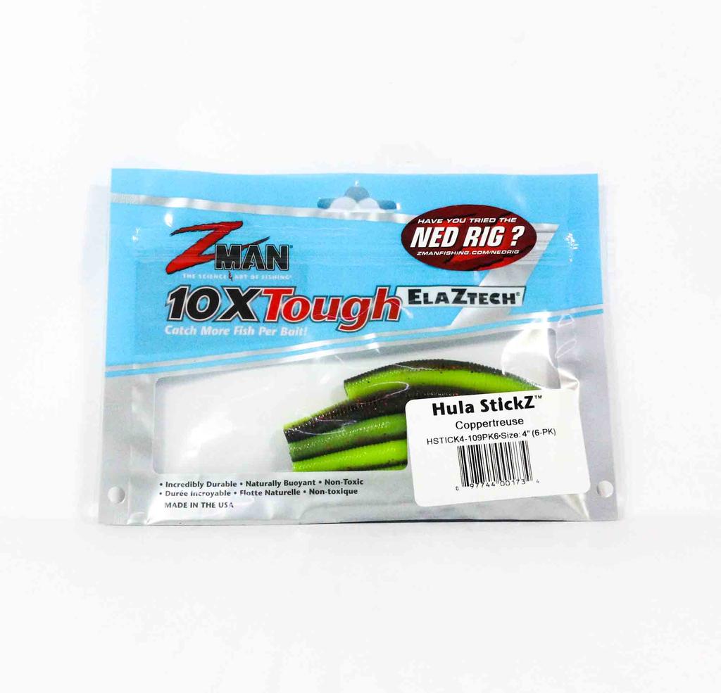 Zman Soft Lure Hula Stickz 4 Inch 6/Pack Coppertreuse (1734)