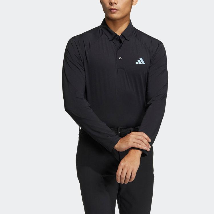 Adidas Quick-Dry Golf Long Sleeve Polo Shirt Men tops Black HT0061