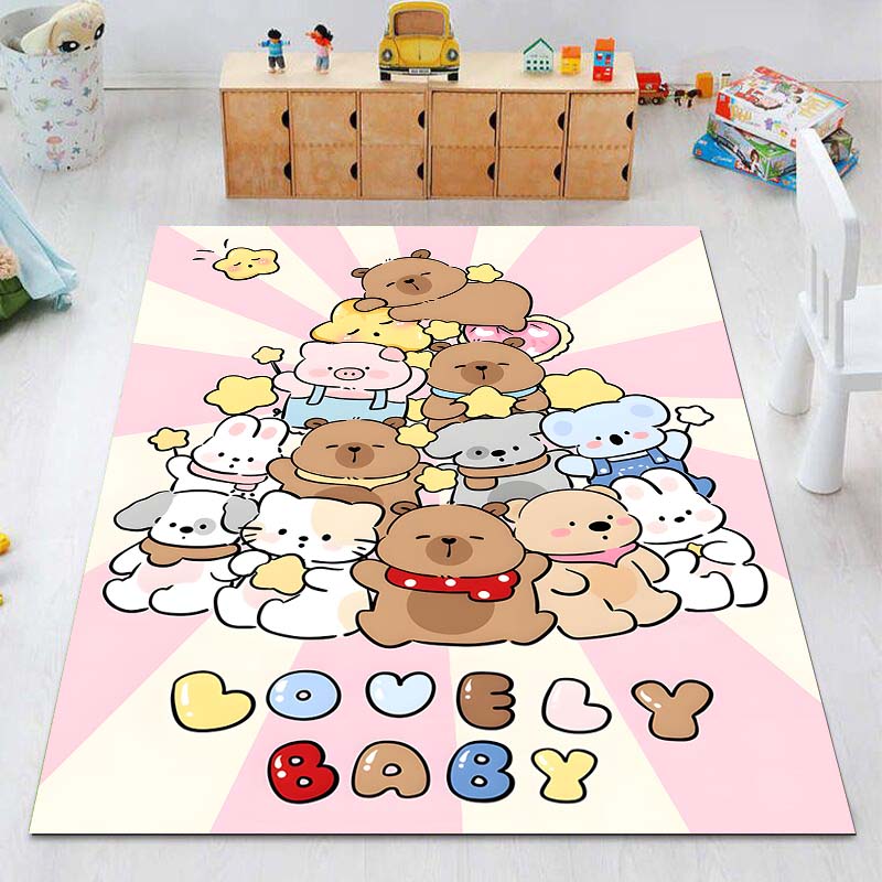 New Cute Capybara Cartoon Print Rug Carpets for Bedroom Living Room Sofa Mat Door Mat Dressing Room Rugs for Gifts