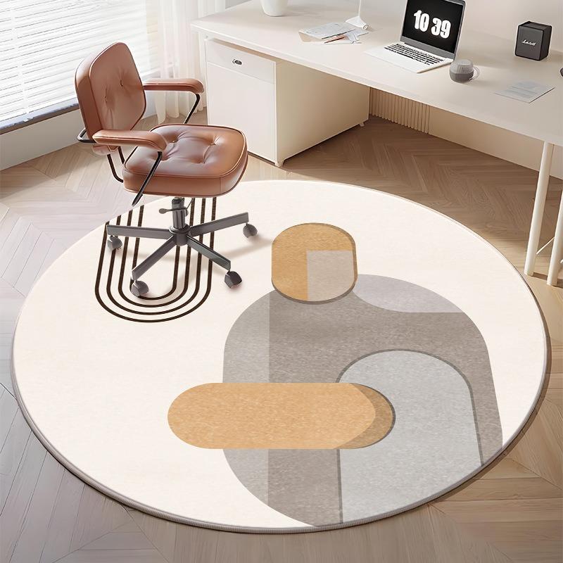 Minimalist Geometric Round Rug for Home Office Decor Modern Abstract Pattern Floor Mat Adding Stylish Workspace Vibe