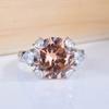 Open Ring 3Ct Champagne Morganite Moissanite Cocktail Statement Ring for Women Fashion Jewelry Gift