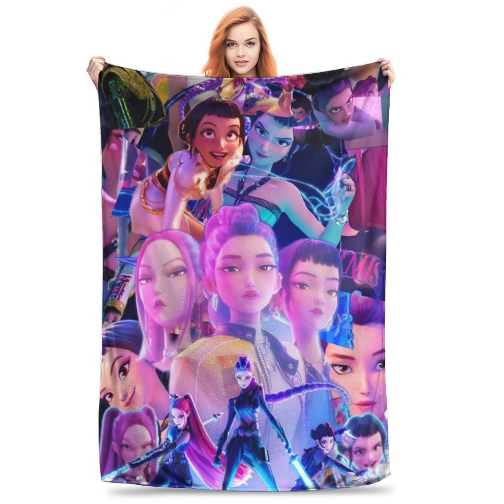 kpop Demon Hunters Huntrix Blanket  Super Soft Aesthetic Plush Throw Blanket For Students Couch Bed Flannel Bedspread Bed Cover