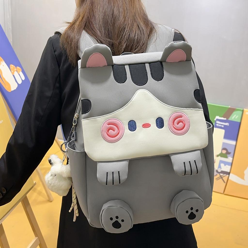 Zaino Casual Scolastico Carino Cartone Animato Gatto alla Moda per Ragazze Leggero Grande Capacità Borsa a Spalla da Viaggio Giorno