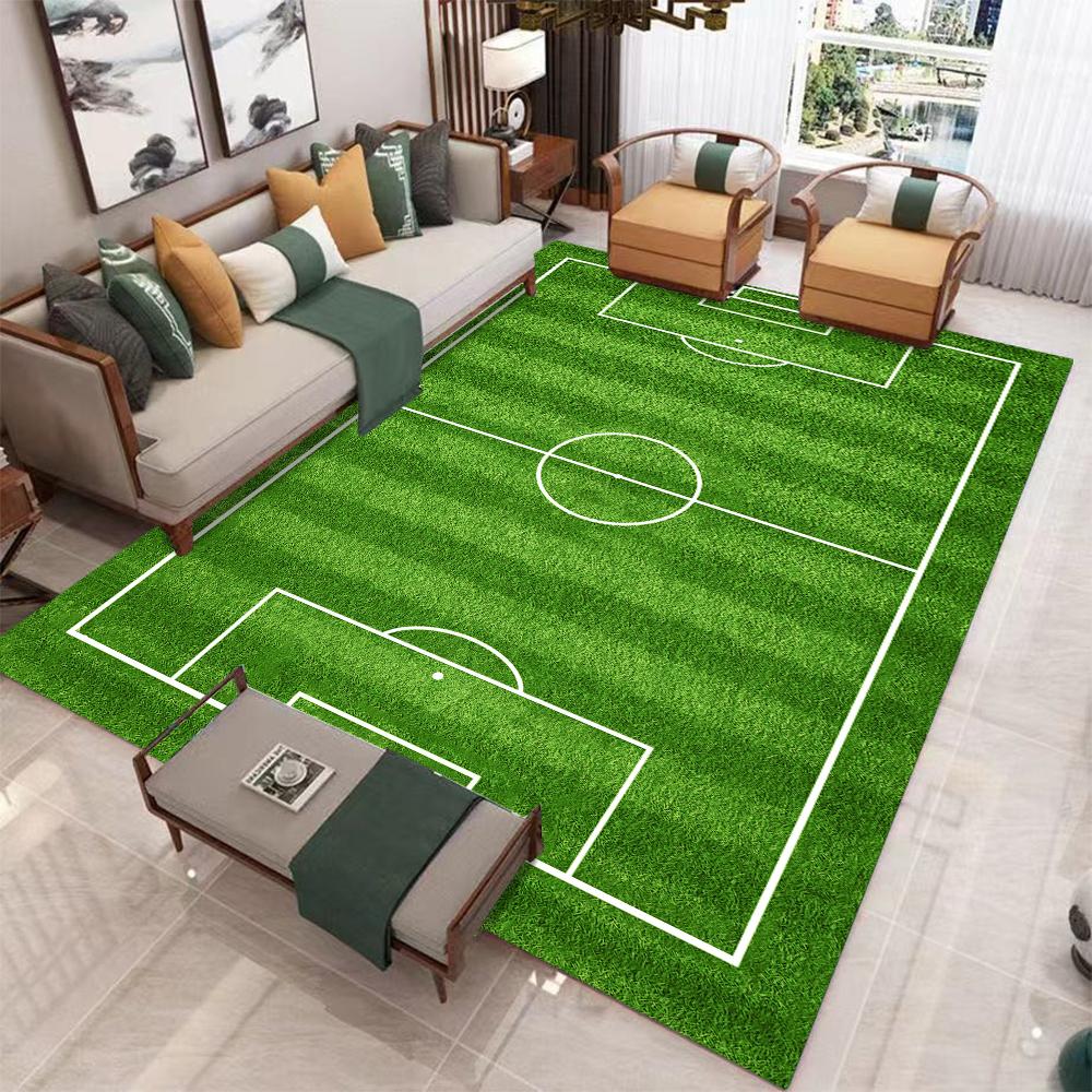 Soccer Field Basketball Court Carpet Mat Rug Sports Theme Home Decoration with Realistic Stadium Design for Living Room Bedroom