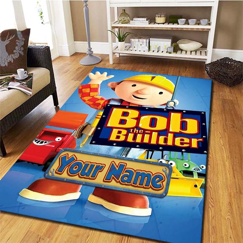 Bob Builder Theme Custom Name Carpet Rug For Living Room Bedroom Home Sofa Decoration Kids Play Nonslip Floor Mat