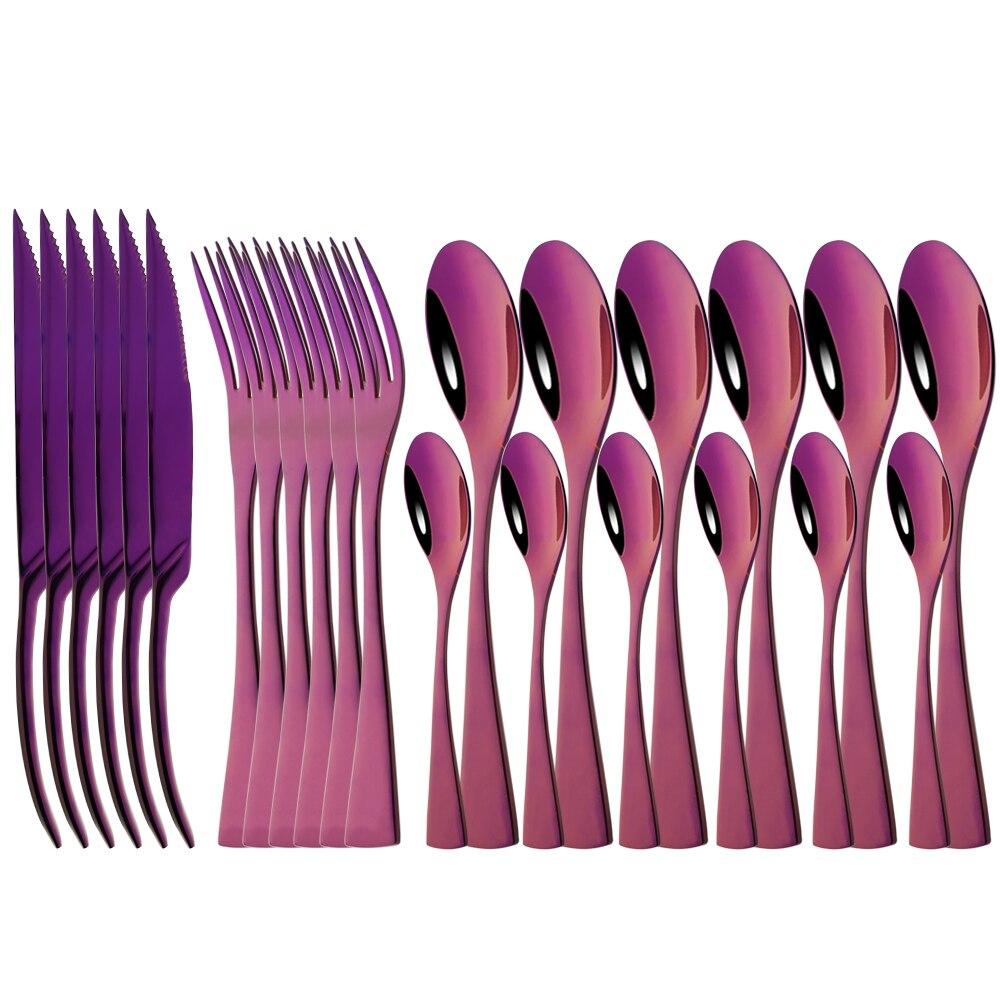 Zlaté 24 ks Zrcadlo 304 Nerezové příbory Kuchyňské Západní příbory Steak Kávový dezert Vintage Speciální vidlička nádobí