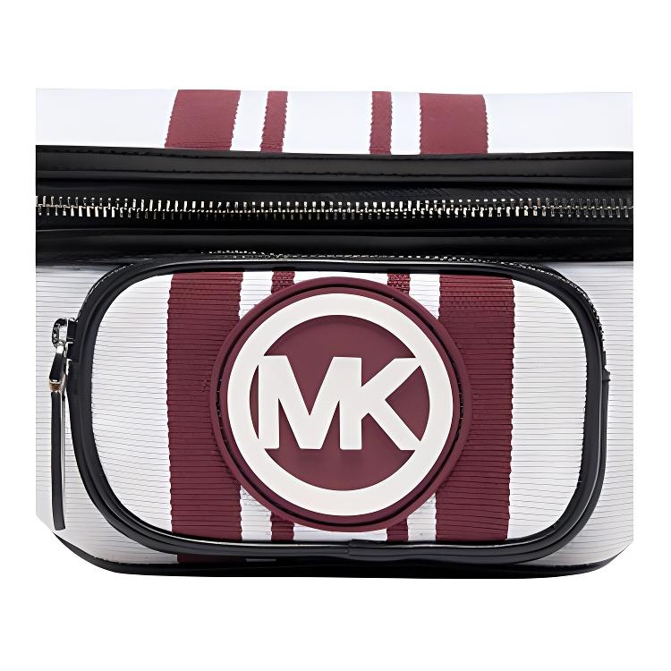 Michael Kors Hudson Striped Color Block Fabric Waist Bag Small Men bags White Burgundy Black 33U2LHDC7J-163