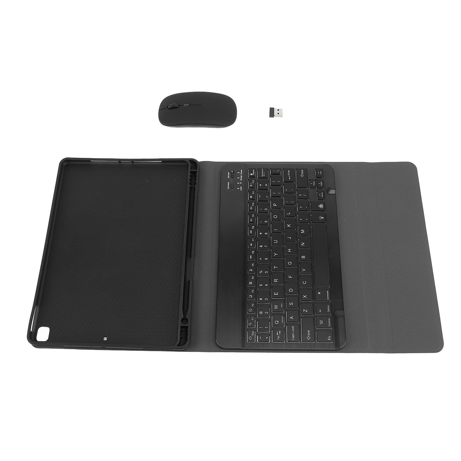 

Чехол для беспроводной клавиатуры с мышкой из искусственной кожи с подсветкой RGB и защитным чехлом для планшета с Bluetooth чёрный