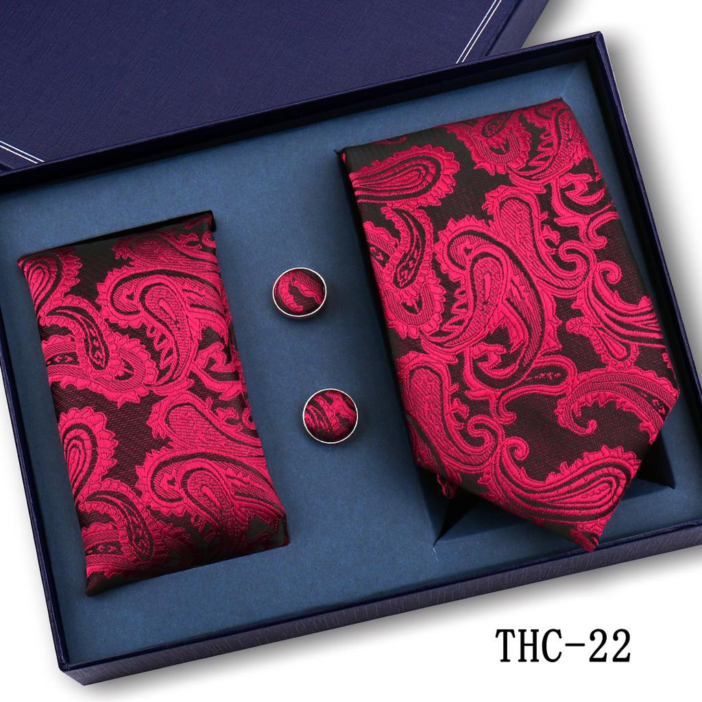 Men'S Business Tie Pocket Square Scarf Gift Box Set Formal Wedding Professional Shirt Trendy Tie Worker
