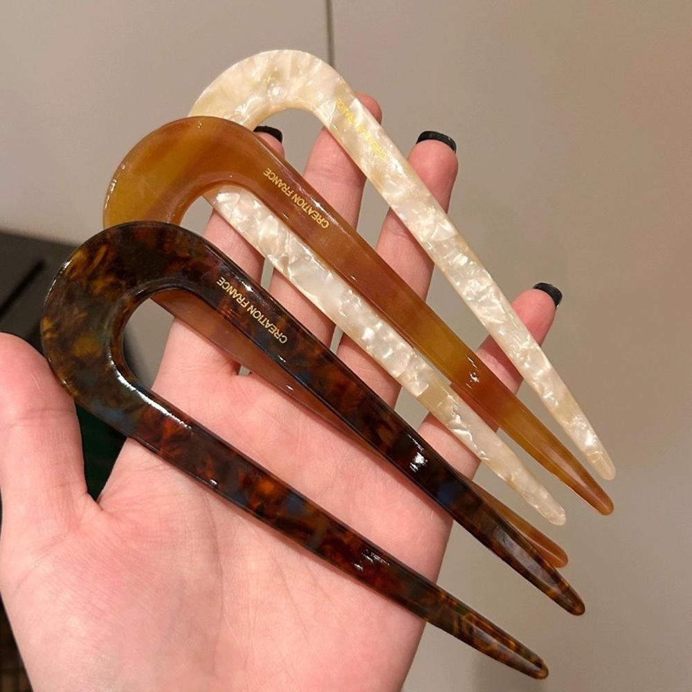 Elegant Temperament New Chinese Retro Acetic Acid U-shaped Hairpin Niche Design Simple and Versatile Meatball Headband Accessory