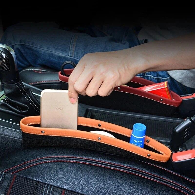 Leather Car Organizer Box Car Seat Slit Gap Pocket Multifunctional Driver Seat Storage Catcher Cup Holder Auto Accessories